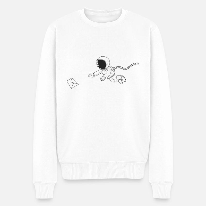 astronaut, galaxy, spaceman, karikatur - Männer Premium Bio Pullover - Weiß