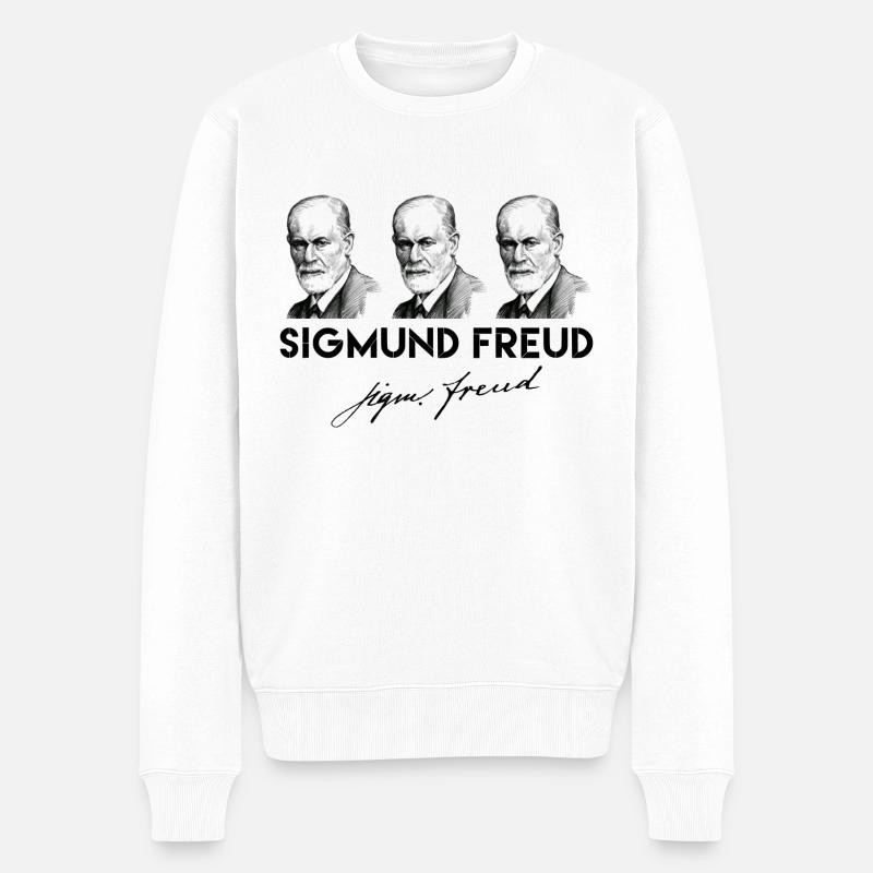 Freud, Sigmund Freud, portrait de Freud, Freud signat - Pull Premium bio Homme - blanc