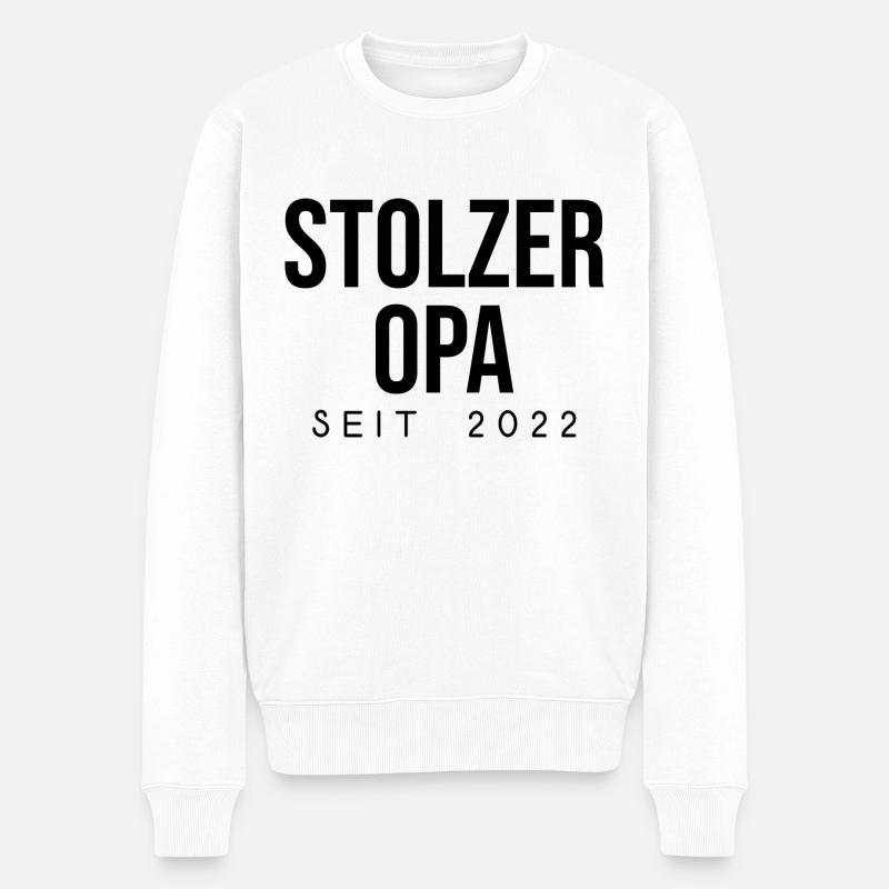 Stolzer Opa seit 2022 Großvater Spruch Schrift - Männer Premium Bio Pullover - Weiß