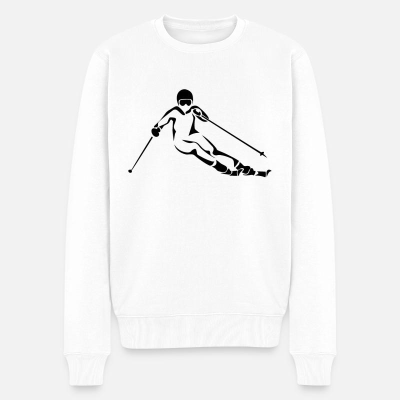 Ski Skiing Snowboard Snowboarder - Pull Premium bio Homme - blanc