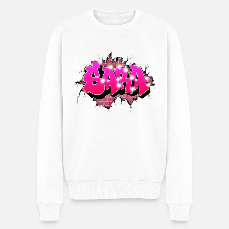 Graffiti Custom Nome SARA - Maglione ecologico premium da uomo - bianco