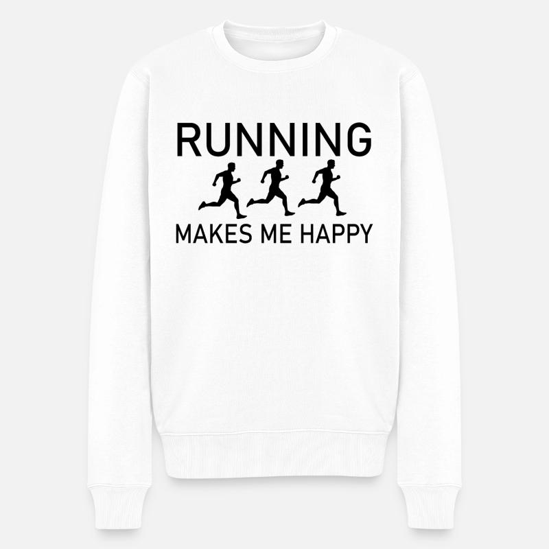 Marathon Running Run jogging - Männer Premium Bio Pullover - Weiß