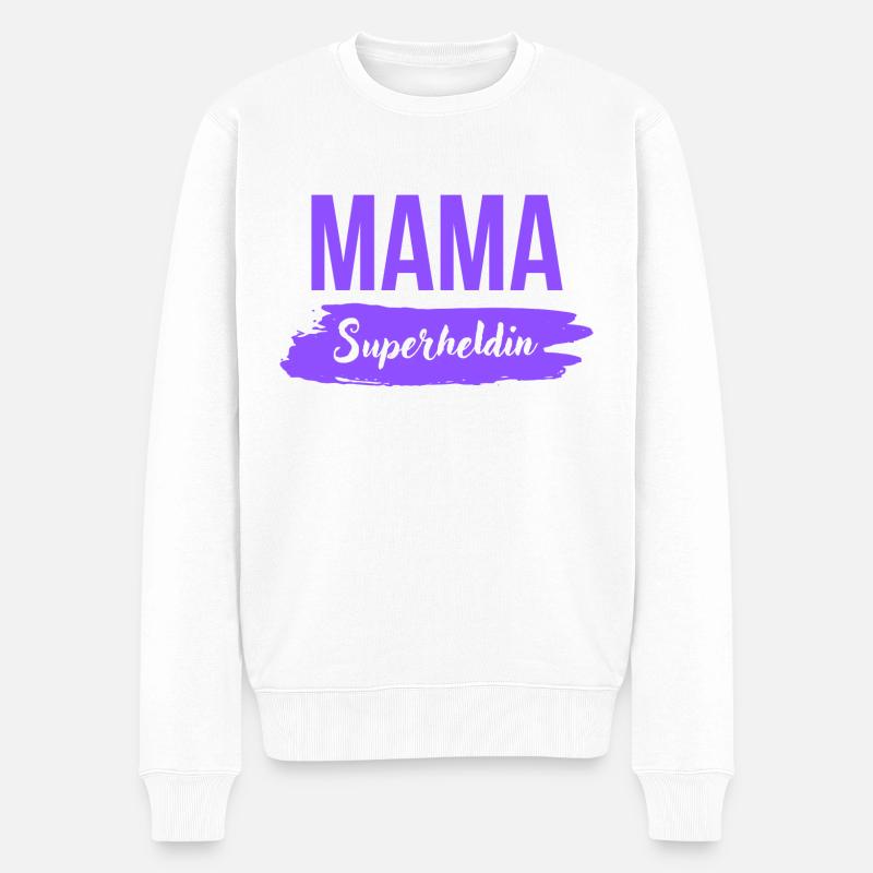 Mama Superheldin - Männer Premium Bio Pullover - Weiß