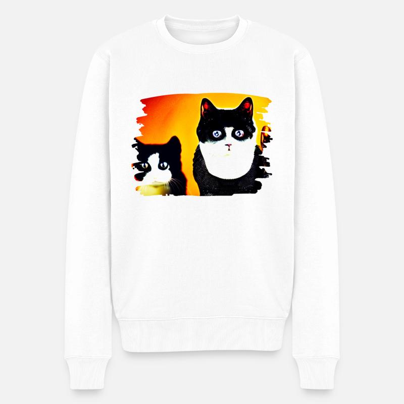 Paire de chats - Pull Premium bio Homme - blanc