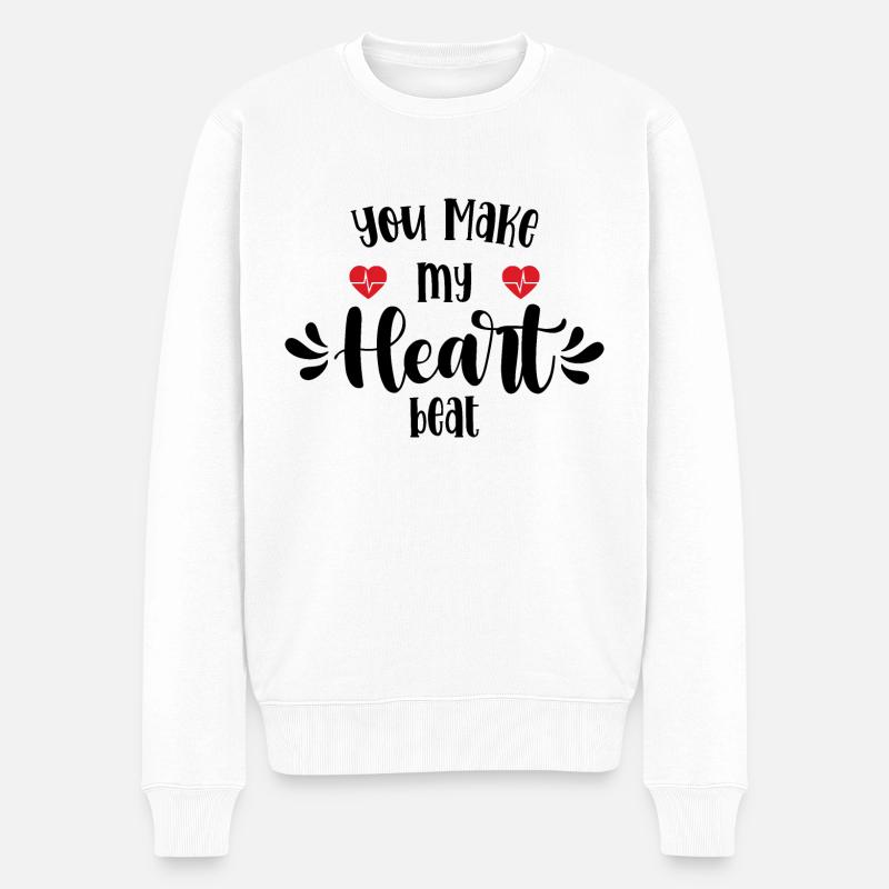 You Make My Heart Beat - Pull Premium bio Homme - blanc
