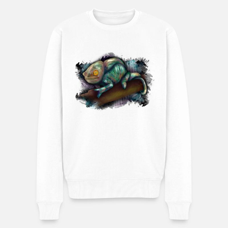 Chamäleon - Männer Premium Bio Pullover - Weiß