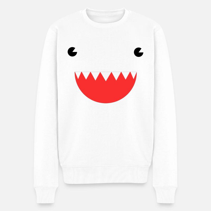 Haifisch-Gesicht - Männer Premium Bio Pullover - Weiß