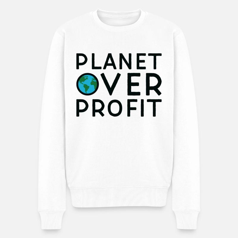 Planet Over Profit Klimawandel Umweltschutz - Männer Premium Bio Pullover - Weiß
