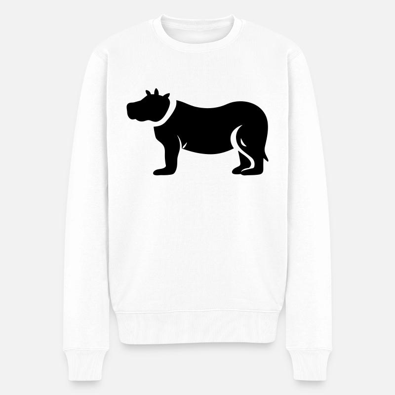 Nilpferd - Männer Premium Bio Pullover - Weiß