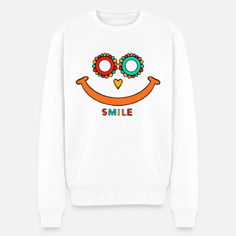 Smile - Männer Premium Bio Pullover - Weiß