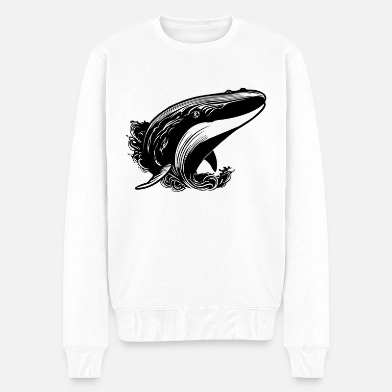 Wal Meer Fische - Männer Premium Bio Pullover - Weiß