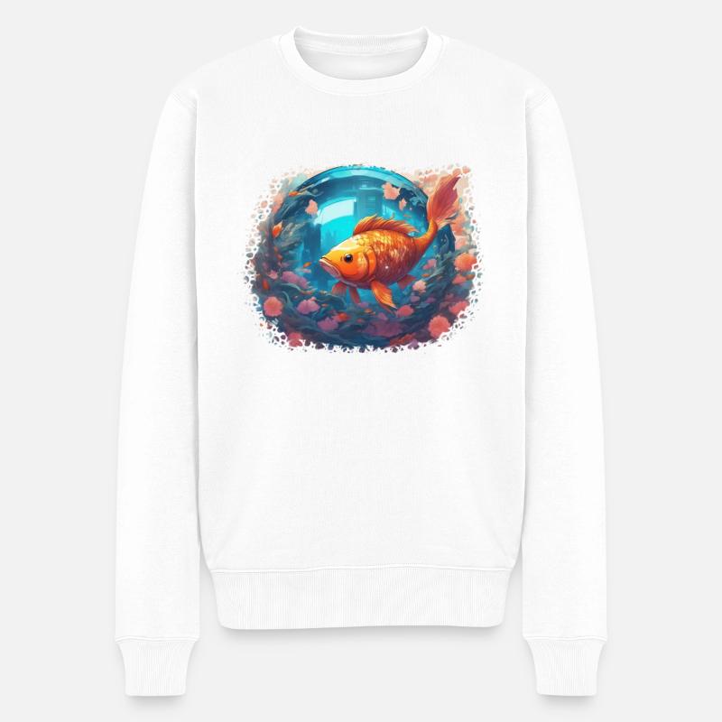 Reflets de poisson-lune - Pull Premium bio Homme - blanc