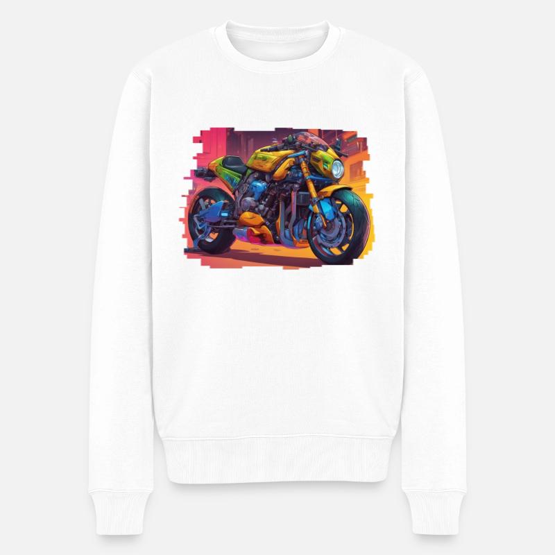 NanoNighthawk // Cyberpunk Bike - Männer Premium Bio Pullover - Weiß