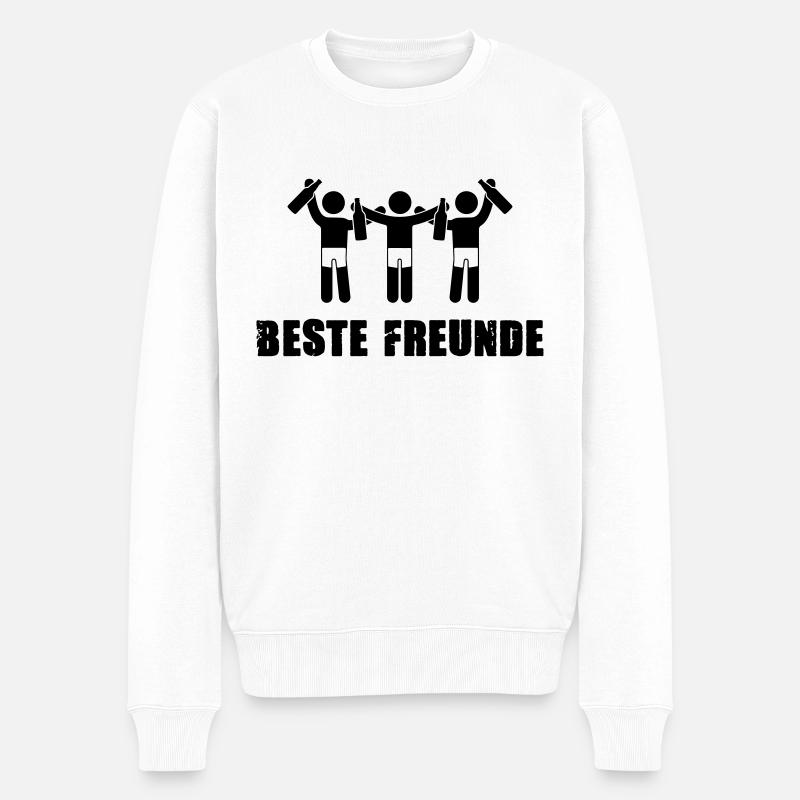 beste freunde saufen - Männer Premium Bio Pullover - Weiß