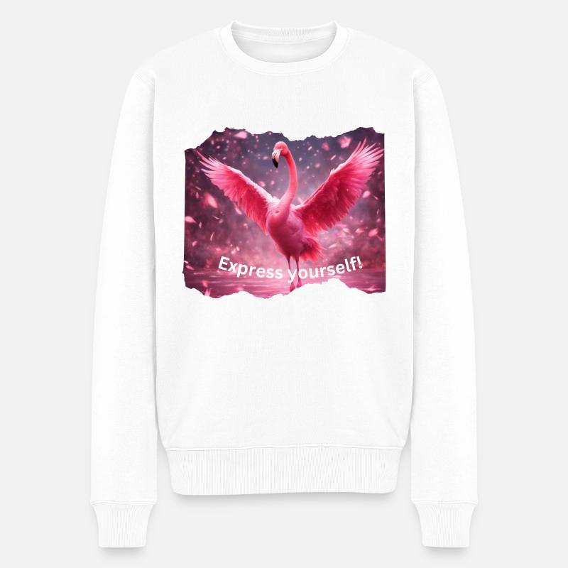 Flamingo Express yourself - Männer Premium Bio Pullover - Weiß