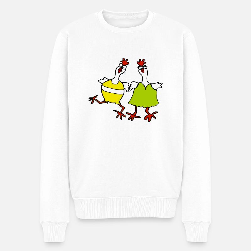 Zwei lustige Hühner - Männer Premium Bio Pullover - Weiß