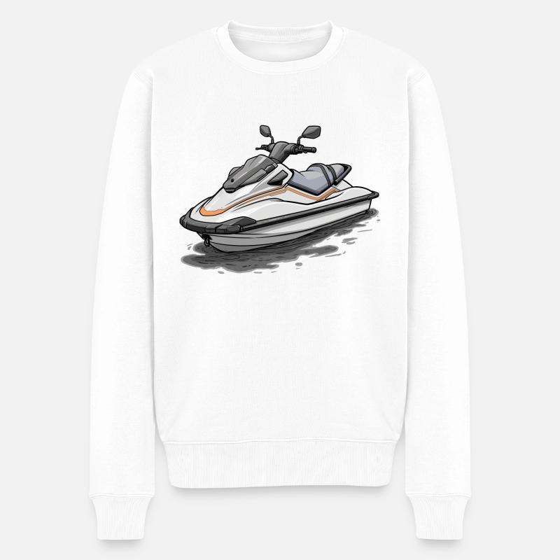Action am Jetski - Männer Premium Bio Pullover - Weiß