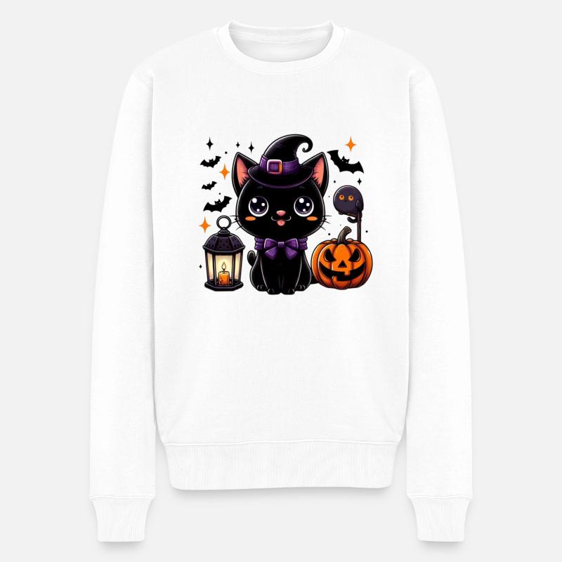 Kitty Spooky halloween v7 - Pull Premium bio Homme - blanc