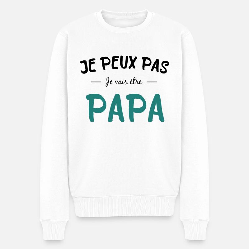 Ich werde Vater - Männer Premium Bio Pullover - Weiß