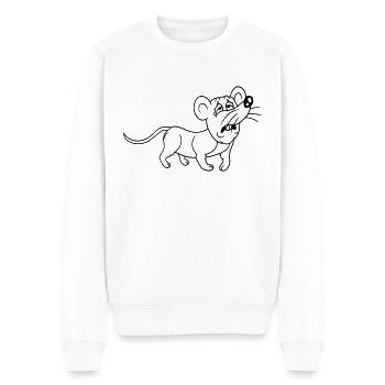 Souris épuisée triste désespérément fatiguée souffrance douce - Pull Premium bio Homme - blanc - Devant - Thijin (182cm)