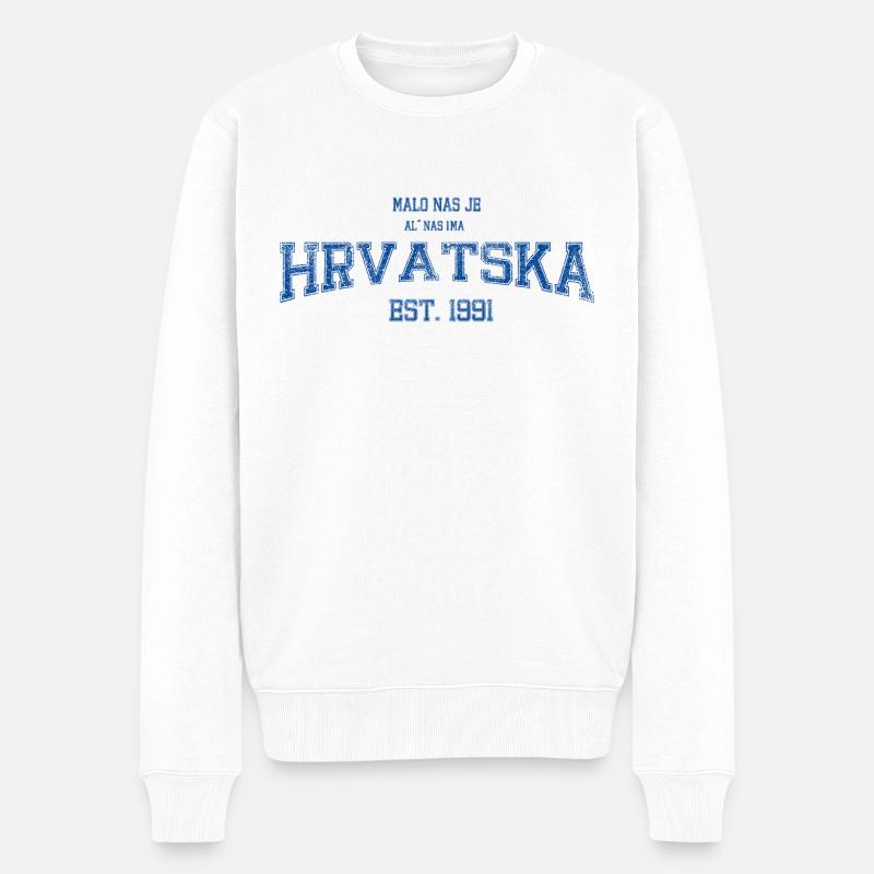 HRVATSKA blue - Männer Premium Bio Pullover - Weiß