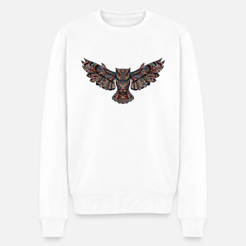 Loli la chouette décorée - Pull Premium bio Homme - blanc