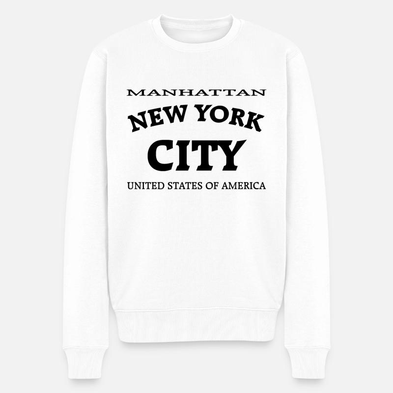 New York - Männer Premium Bio Pullover - Weiß