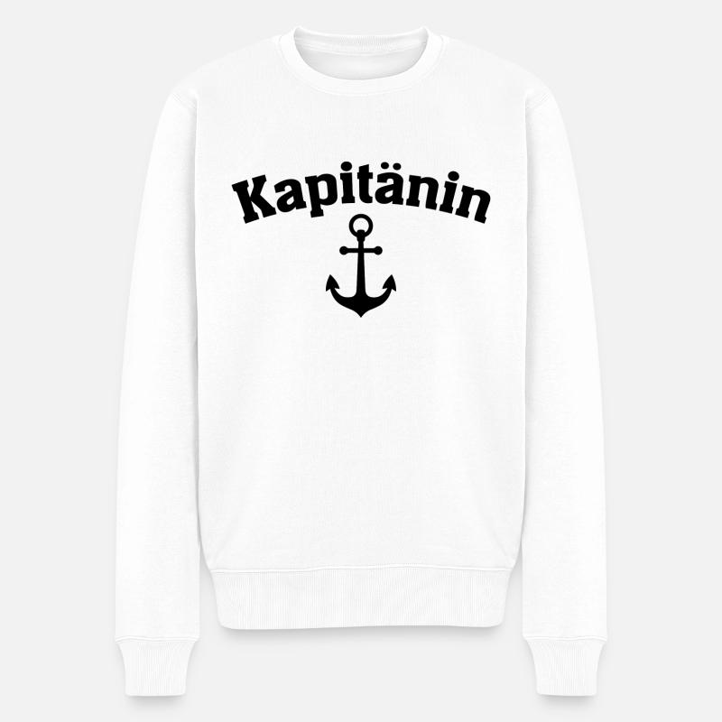Kapitänin Geschenk Boot Segler Segelboot - Männer Premium Bio Pullover - Weiß