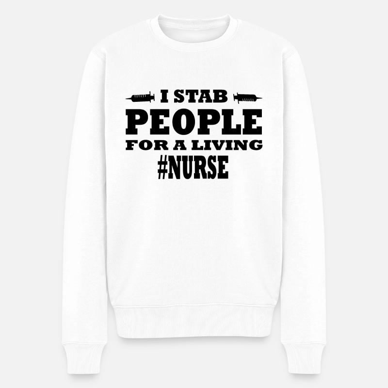 Nurse - Männer Premium Bio Pullover - Weiß