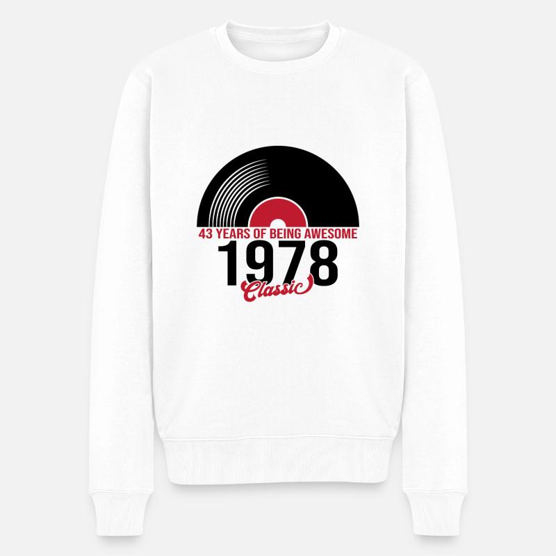 Klassische Vinylmusik 1978, 43 Jahre alt - Männer Premium Bio Pullover - Weiß