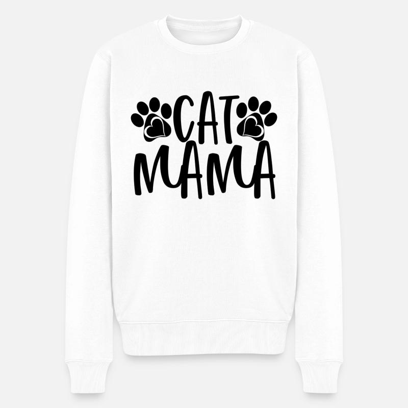 cat mama - Männer Premium Bio Pullover - Weiß