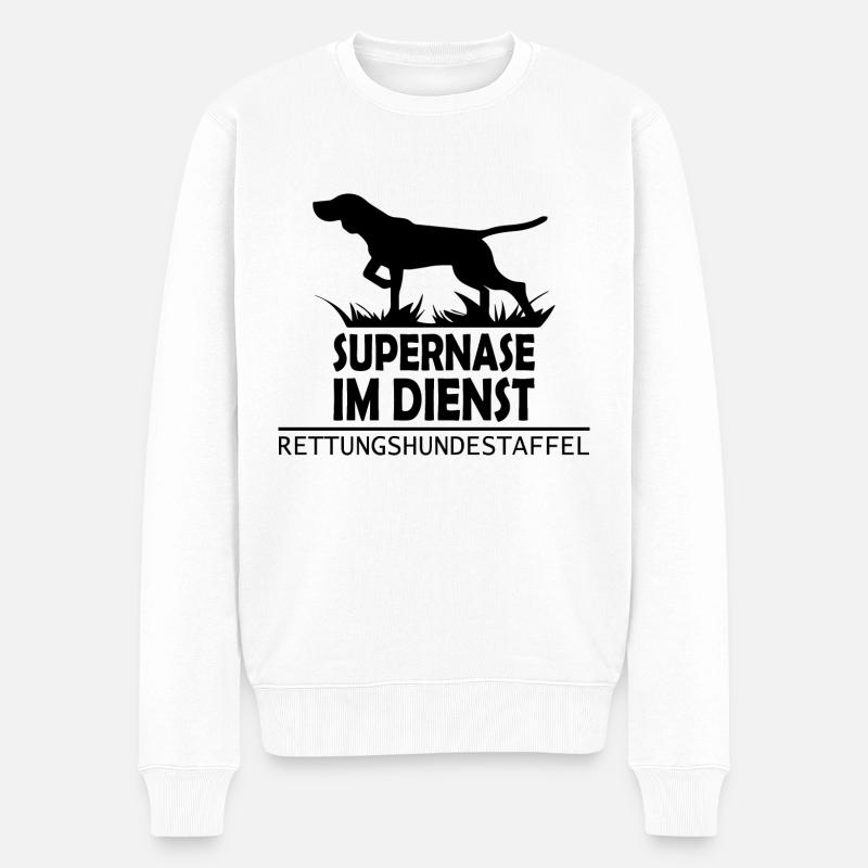 Supernase im dienst Geschenk Mantrailing Suchhund - Männer Premium Bio Pullover - Weiß