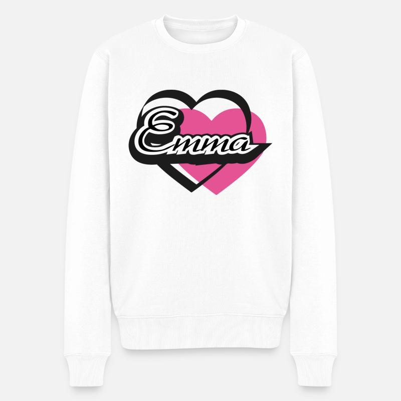 Name Emma Herz - Männer Premium Bio Pullover - Weiß