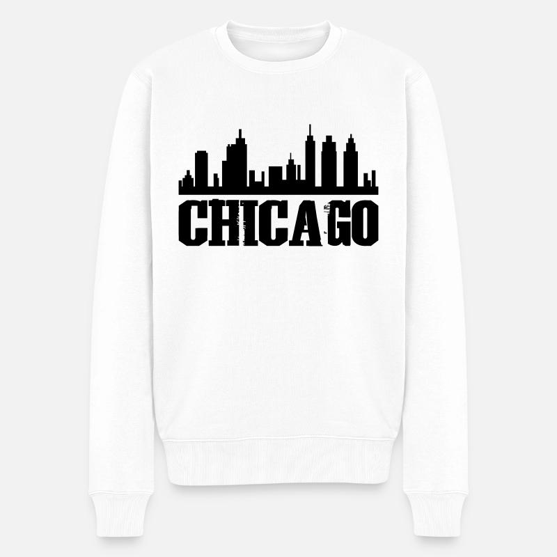 Chicago - Männer Premium Bio Pullover - Weiß