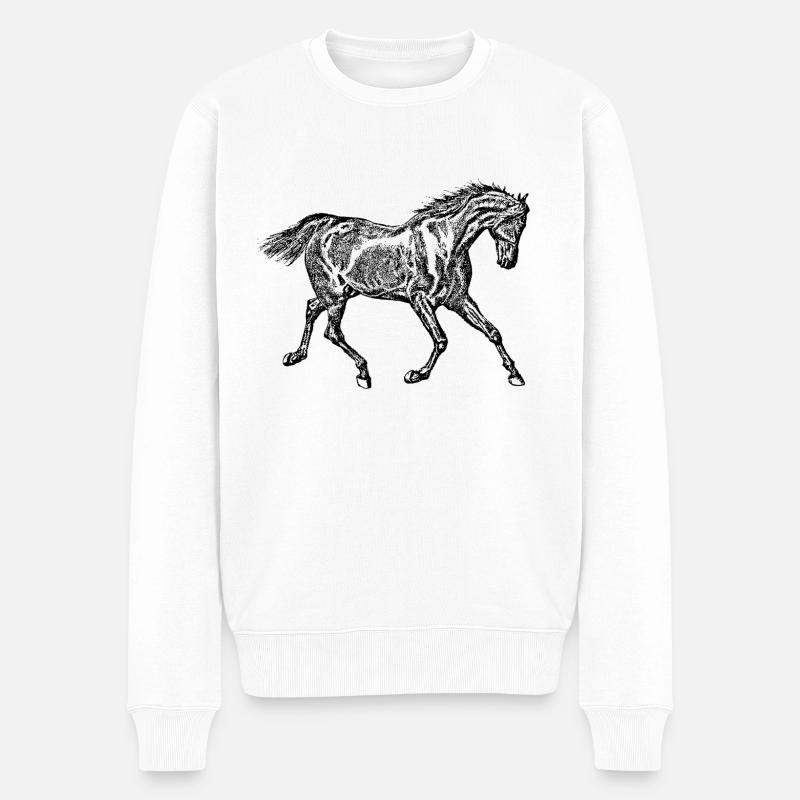 Pferd schwarz - Männer Premium Bio Pullover - Weiß