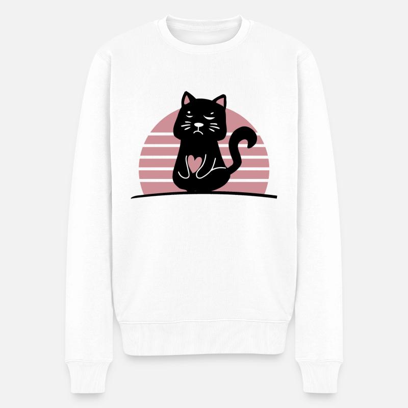 Schwarze Katze - Männer Premium Bio Pullover - Weiß