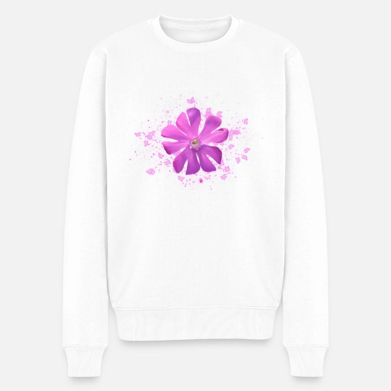 rosa Blüte rosa Blume - Männer Premium Bio Pullover - Weiß