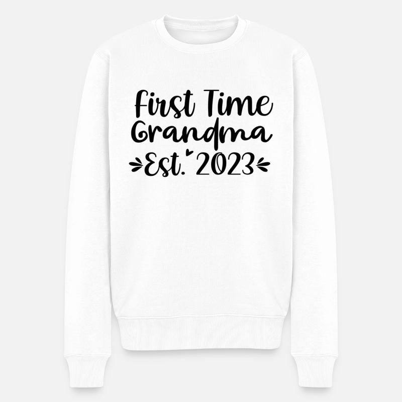 Première fois Grand-mère Est. 2023 - Pull Premium bio Homme - blanc