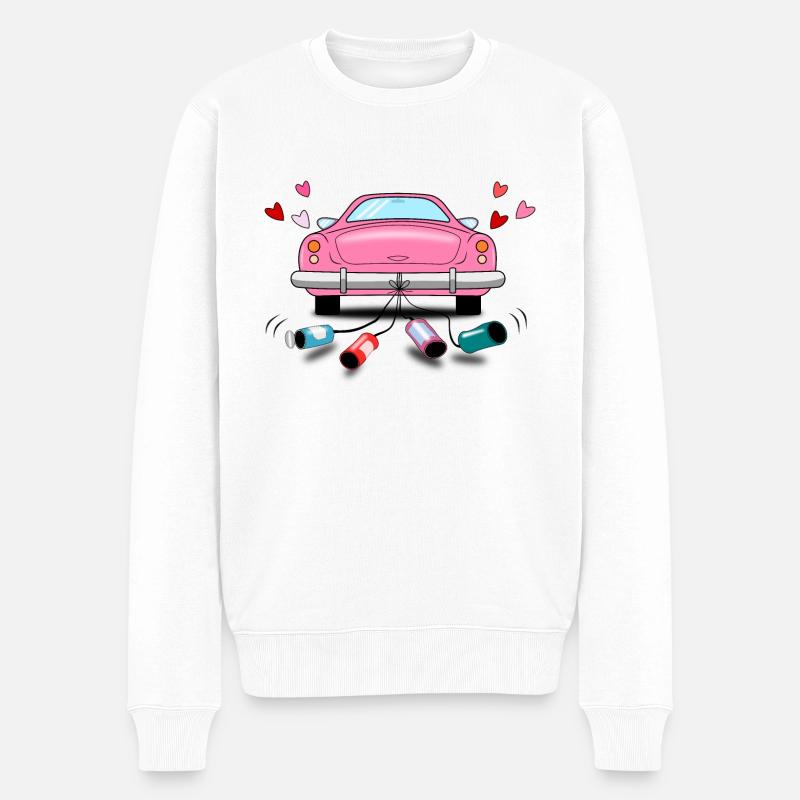 Wedding Car Pink Wedding - Men's Premium Organic Jumper - white