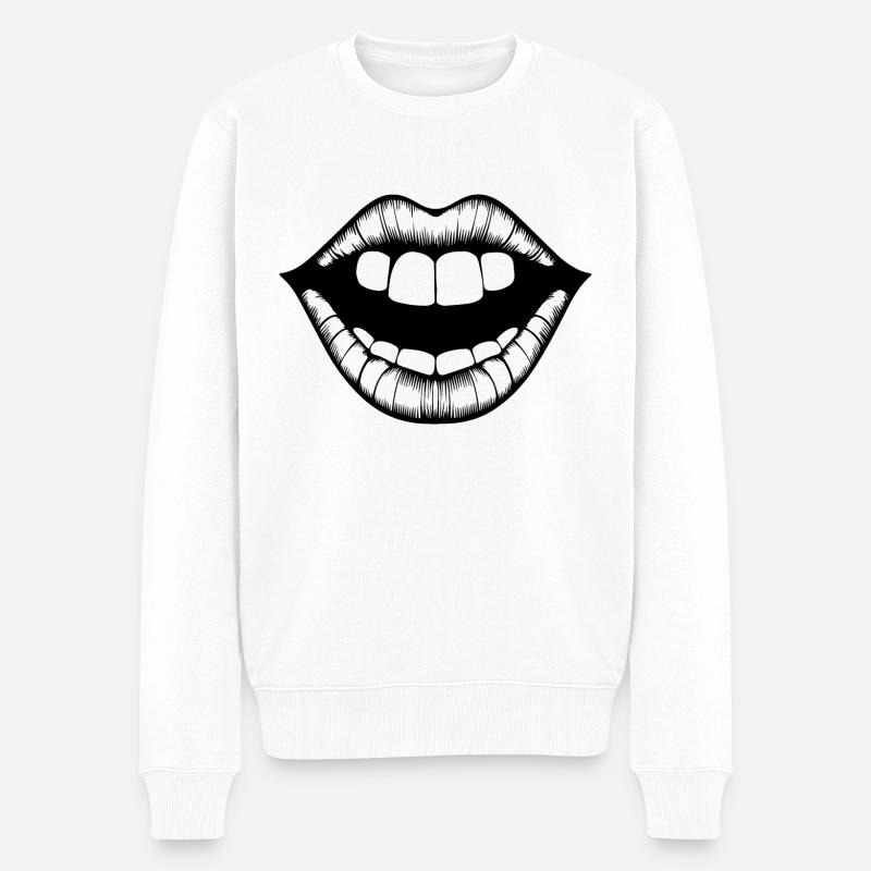 Lèvres, bouche, baisers lèvres - Pull Premium bio Homme - blanc