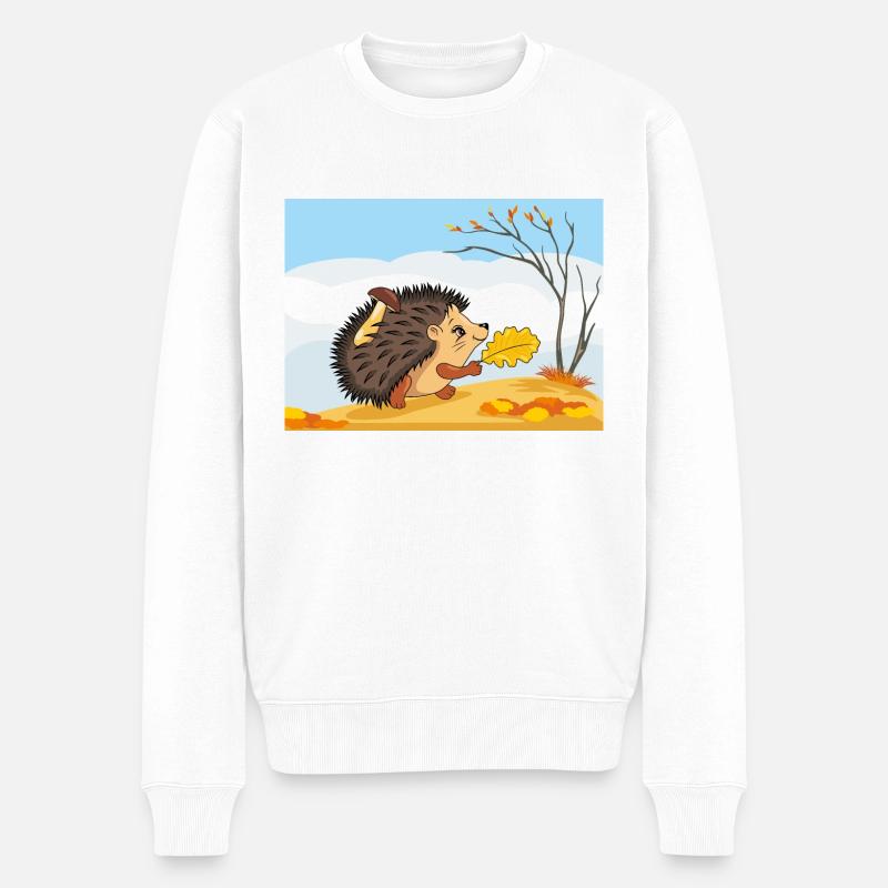 Niedlicher wandelnder Igel - Männer Premium Bio Pullover - Weiß