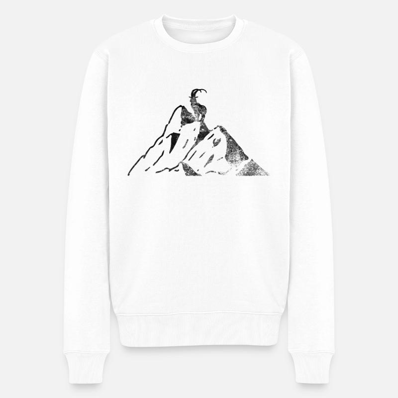 Berg - (6) - Männer Premium Bio Pullover - Weiß