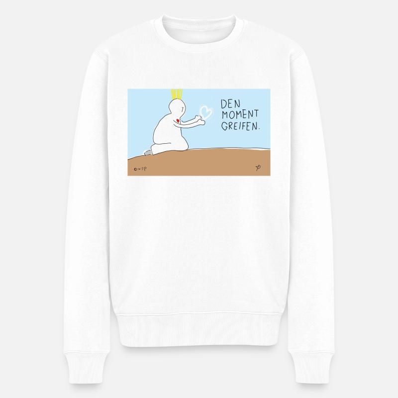 Den Moment greifen. - Männer Premium Bio Pullover - Weiß