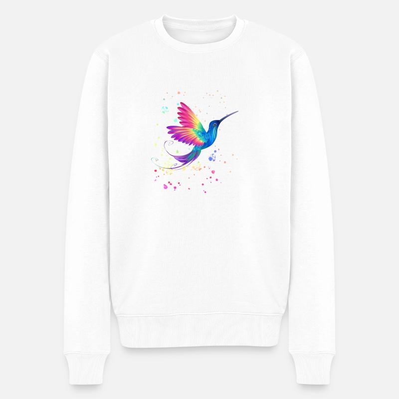 Kolibri - Männer Premium Bio Pullover - Weiß