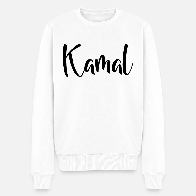 Name - Kamal - Männer Premium Bio Pullover - Weiß