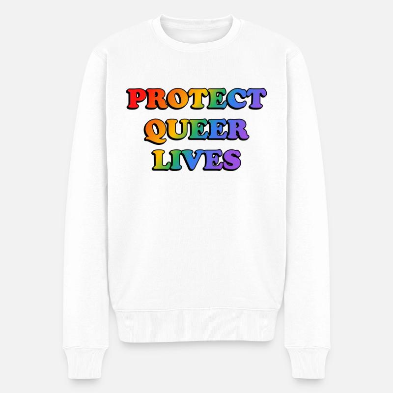 Queeres Leben schützen - Männer Premium Bio Pullover - Weiß