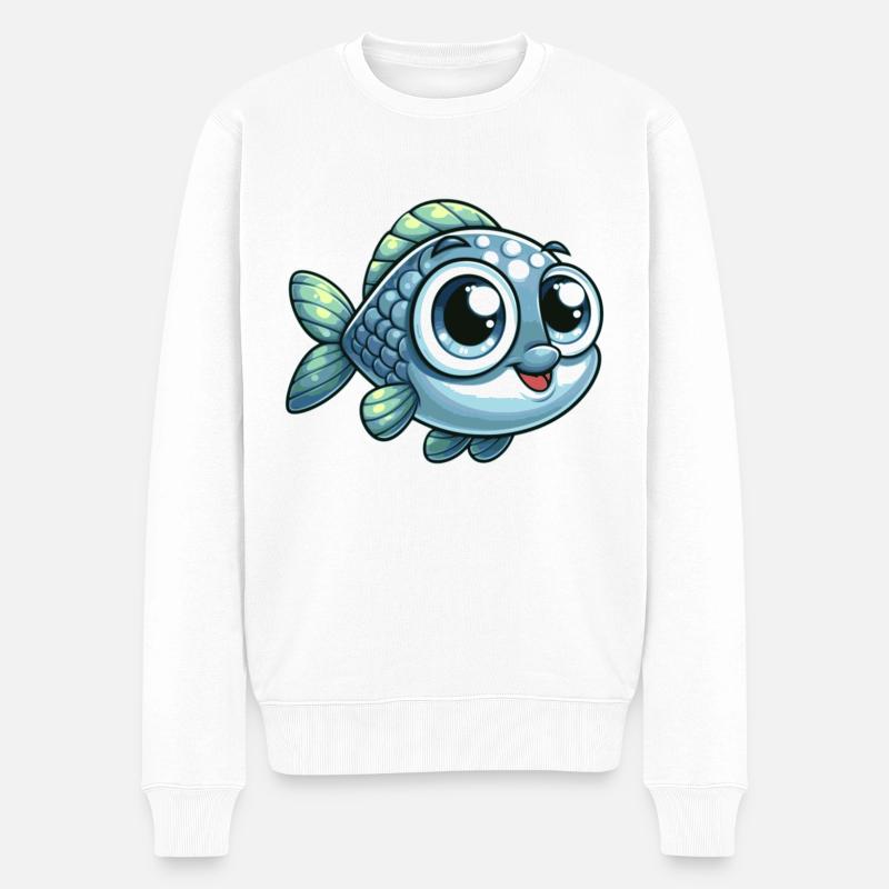 Blauer Fisch - Männer Premium Bio Pullover - Weiß