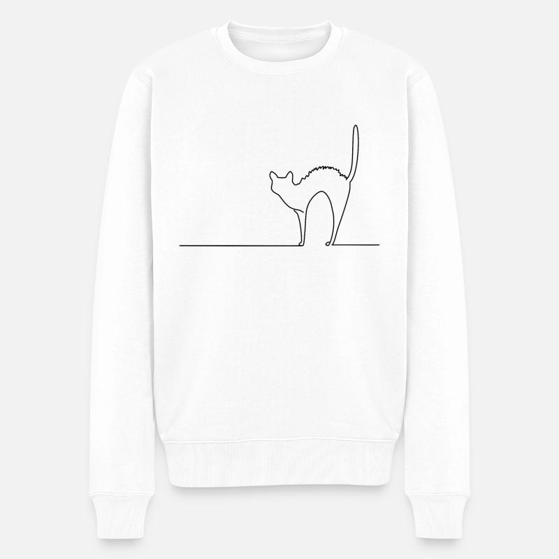 Line Art Katzenbuckel - Männer Premium Bio Pullover - Weiß