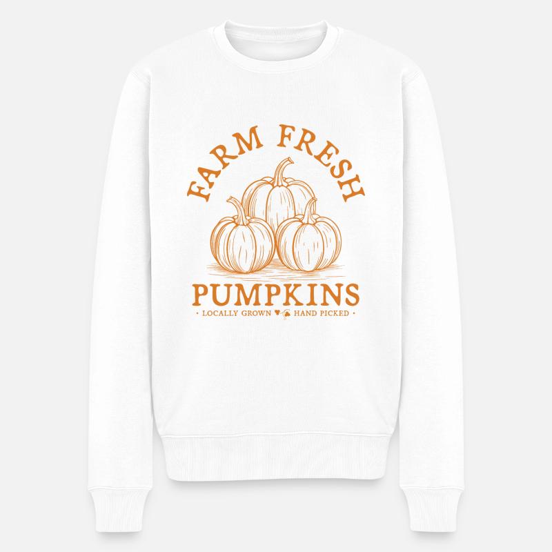 Kürbisse pflücken Farm Fresh Pumpkins Feld Garten - Männer Premium Bio Pullover - Weiß