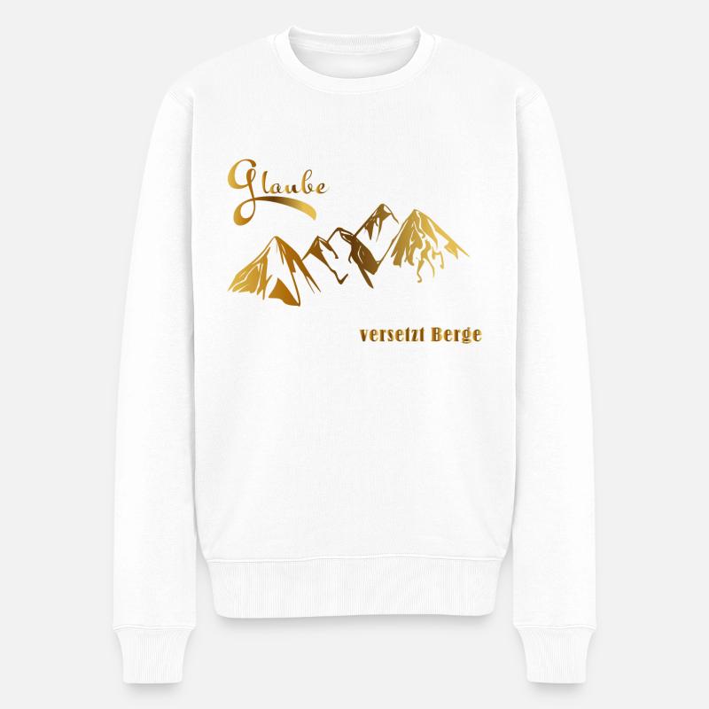 Glaube versetzt Berge - Männer Premium Bio Pullover - Weiß
